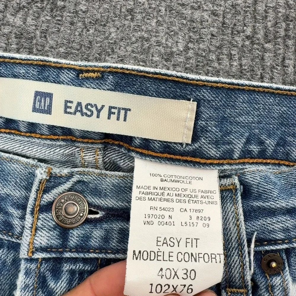 Vintage Gap Jeans Mens 40x30 Light Blue Cotton Easy Fit Straight Leg 90s Casual